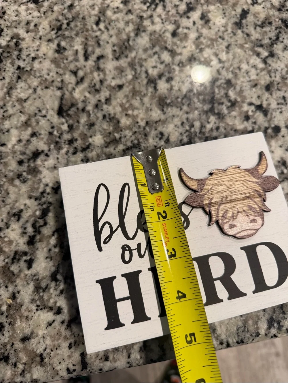Bless Our Herd Wall Sign - White with Brown Accent